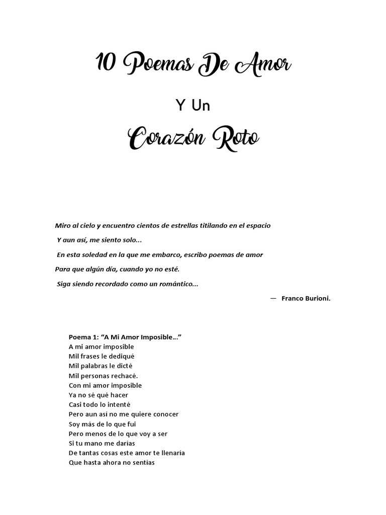 10 Poemas de Amor y Un Corazon Roto | PDF | Amor, image size:768x1024