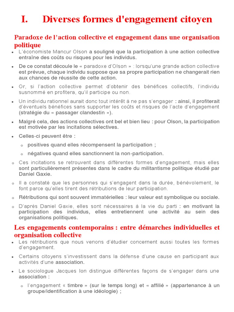 Formes et enjeux de l'engagement citoyen | PDF | Mouvements sociaux