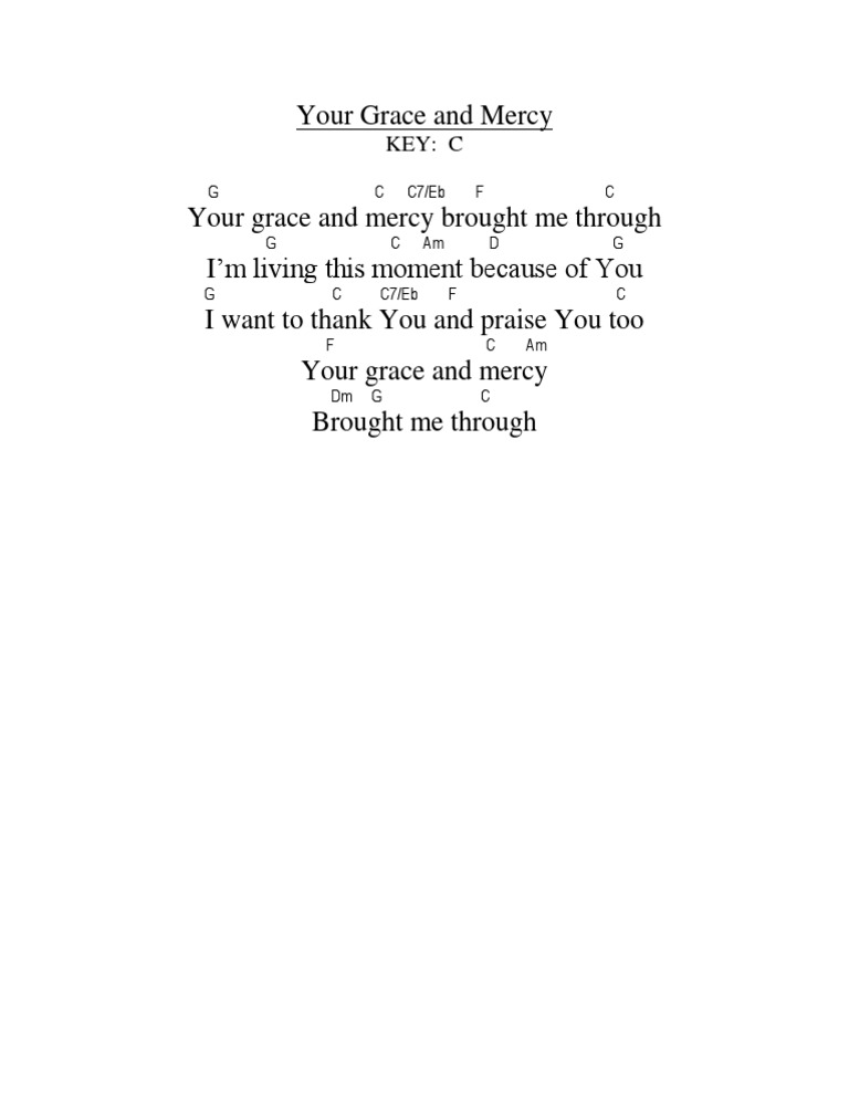 Your Grace and Mercy Key C PDF