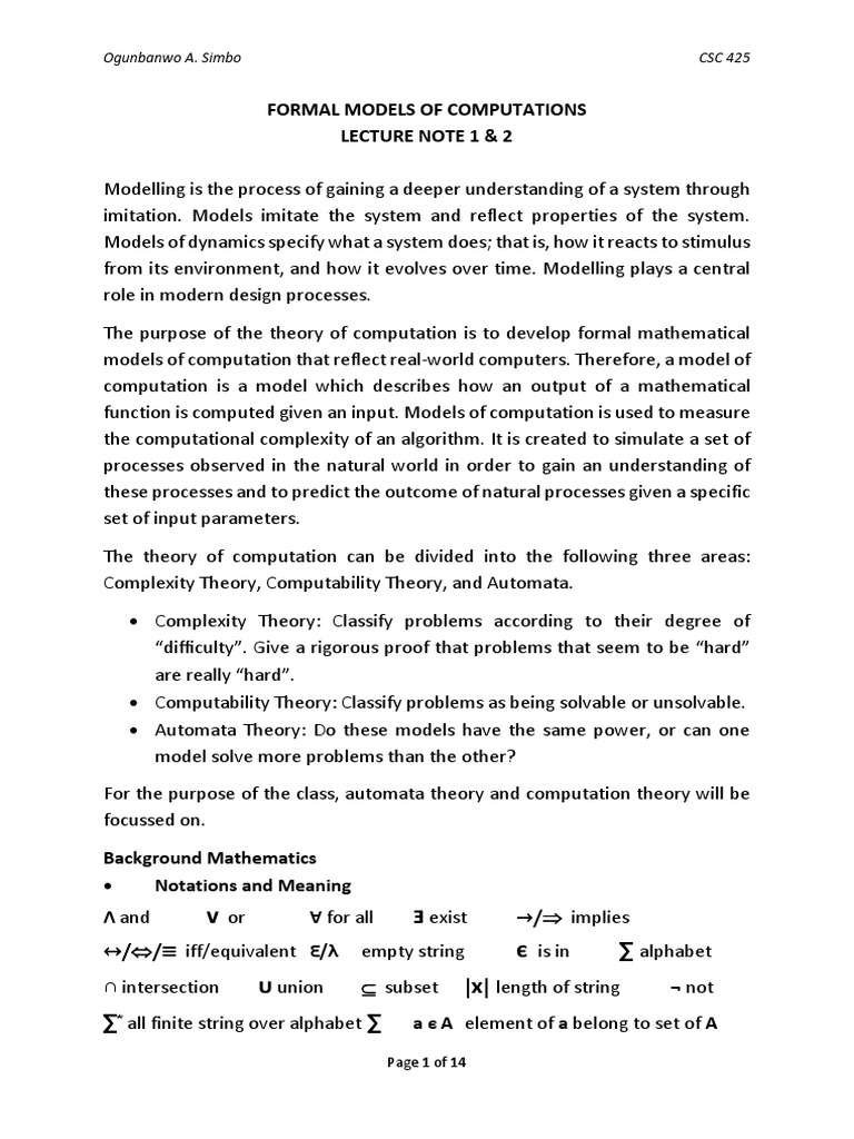 A Comprehensive Overview of Formal Models of Computation Including ...