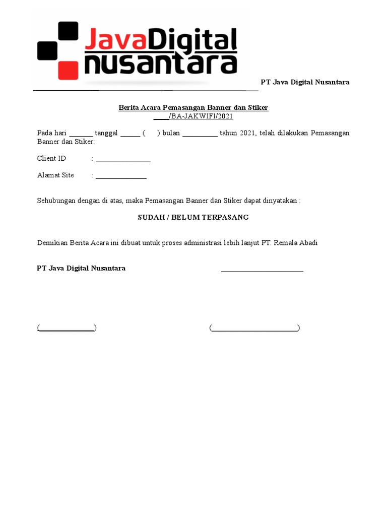 Berita Acara Banner Master PT Java Digital Nusantara PDF