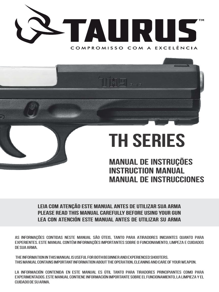 MANUAL DE INSTRUÇÕES - PISTOLAS TH TRILINGUE Logo Novo - CDR, PDF, Carregador (armas de fogo)