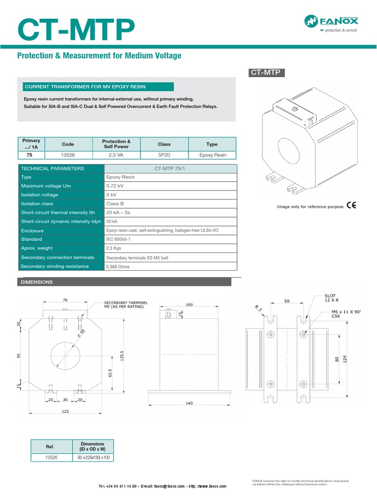 En fanoxtd data ct protectiontransformerepoxyct cable mtp 75 1 r04