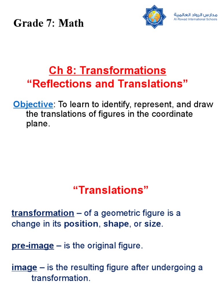 Math+ Grade+7 Ch+8++Reflections+and+Translations | PDF | Shape | Vertex ...
