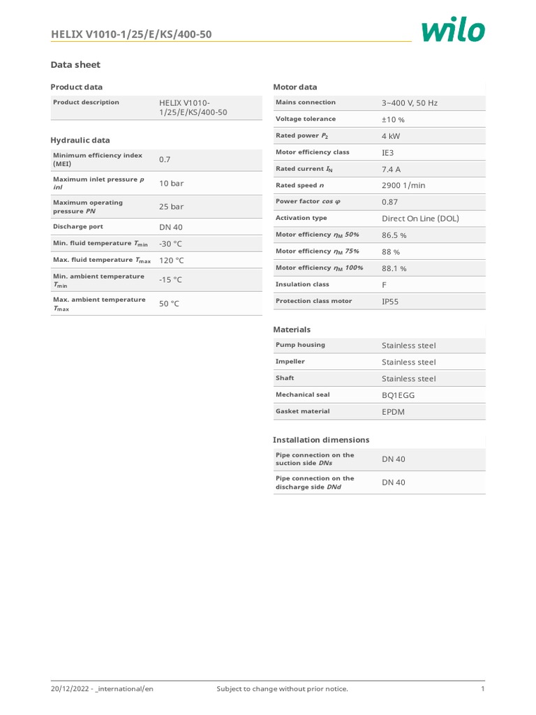 Industrial Pump Specifications | PDF | Pump | Hydraulics