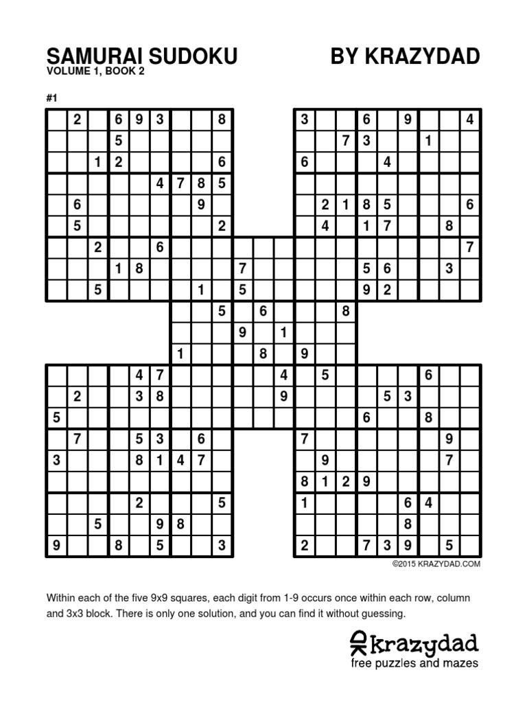 Samurai Sudoku by Krazydad Volume 1, Book 2 1 PDF Recreational