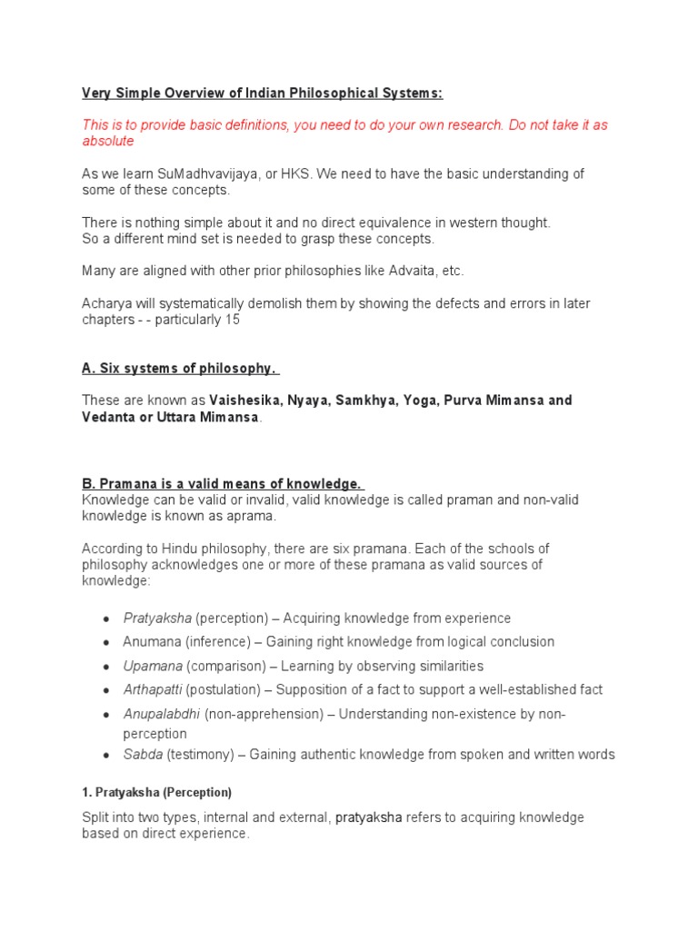 Very Simple Overview of Indian Philosophical Systems | PDF | Indian ...