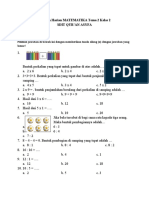 Ulangan Harian MATEMATIKA Tema 2 Kelas 2