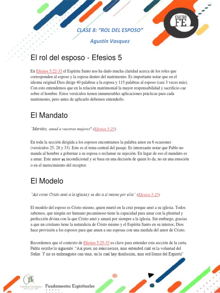 El Rol del Esposo en el Matrimonio | PDF | Amor | Cristo (título)