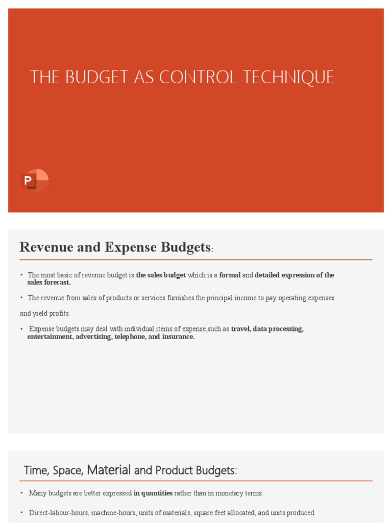 The Budget As Control Technique | PDF | Budget | Expense
