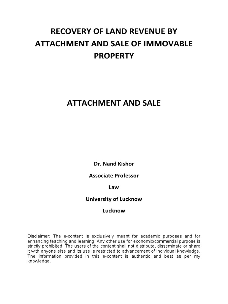 Application For Attachment Of Property