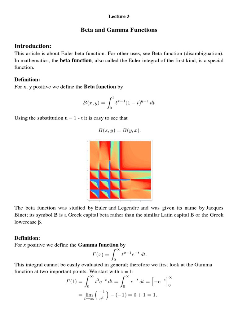 Beta and Gamma Functions Overview | PDF
