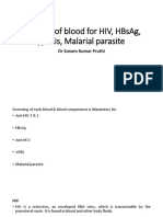 Screening of Blood For Hiv, Hbsag, Syphilis, Malarial Parasite