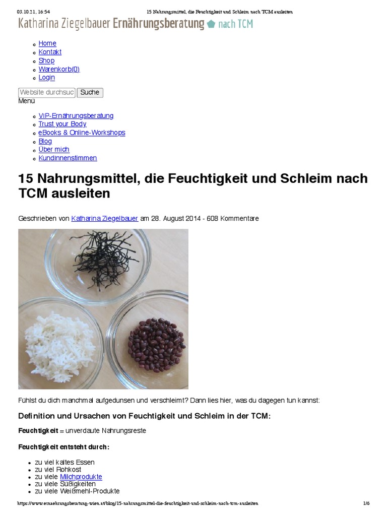 15 Nahrungsmittel, die Feuchtigkeit und Schleim nach TCM ausleiten PDF
