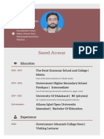 Saeed Anwar's Resume
