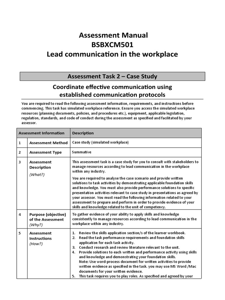 Bsbxcm501assessmentmanual Pdf Educational Assessment Communication