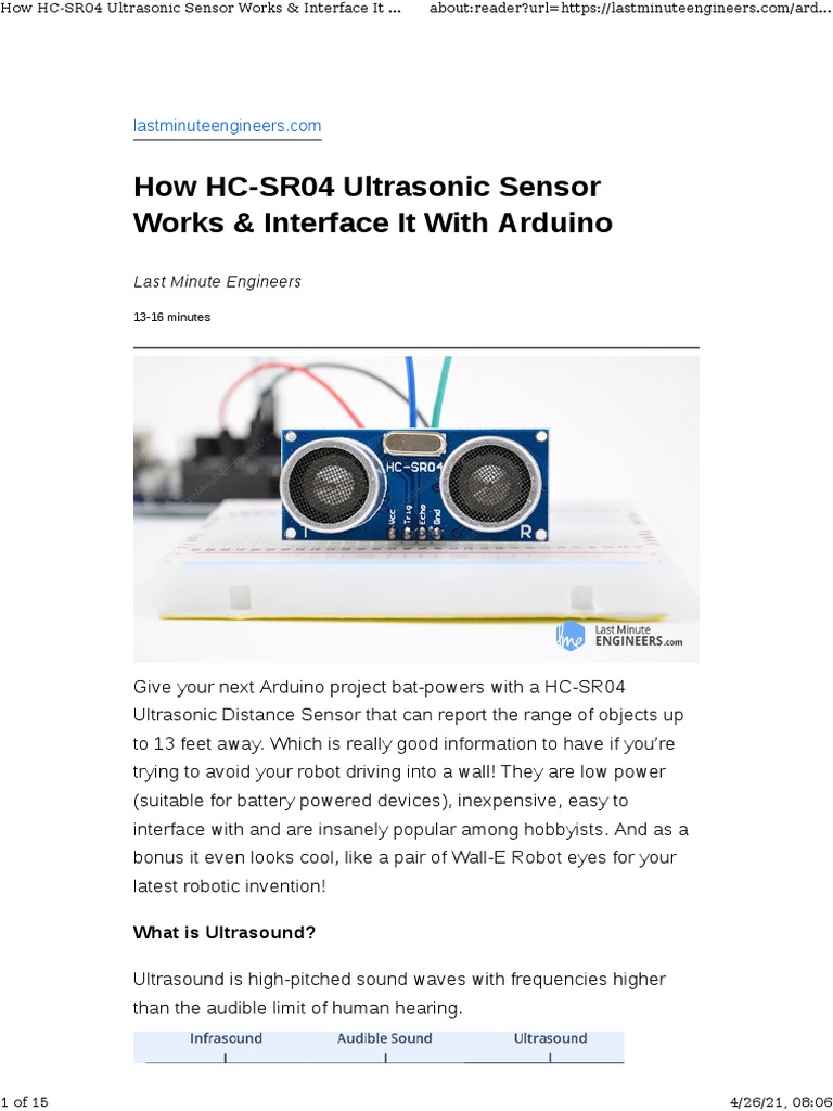 How HC-SR04 Ultrasonic Sensor Works & Interface It With Arduino | PDF ...