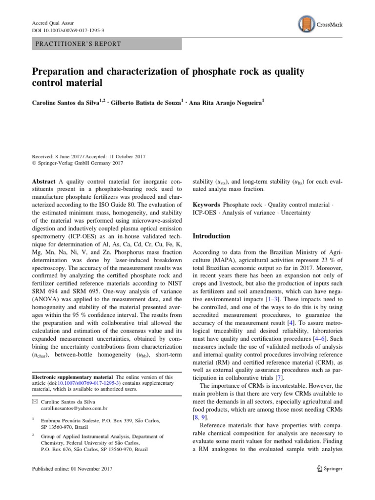 Phosphate Rock Quality Control Material | PDF | Statistics | Detection ...