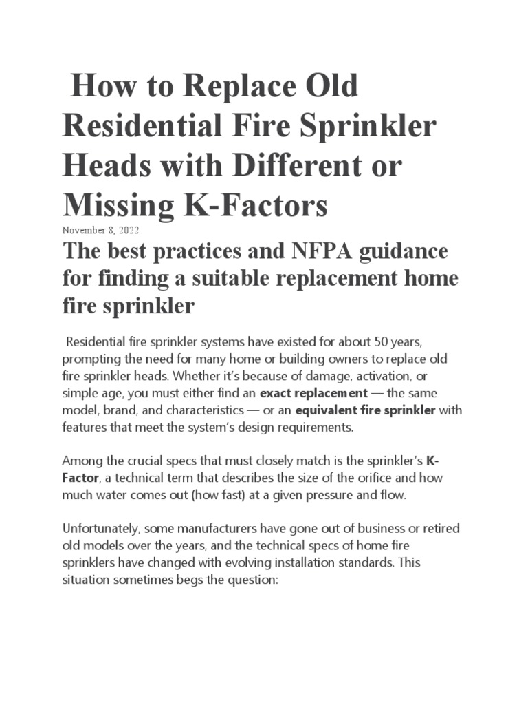 How To Replace Old Residential Fire Sprinkler Heads With Different or