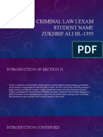 Criminal Law I Exam Student Name Zukhrif Ali Bl-1395