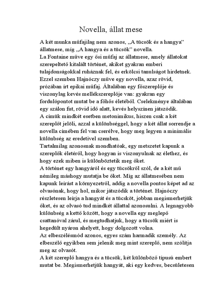 A Tücsök És A Hangya | PDF