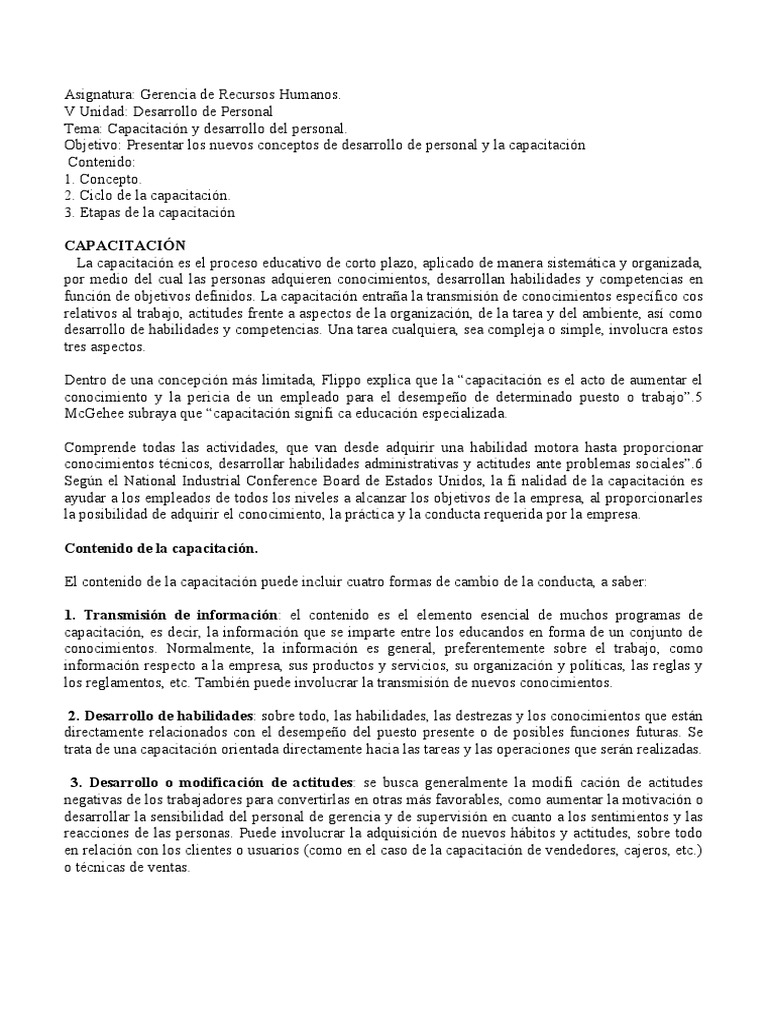 Capacitación y Desarrollo del Personal | PDF | Aprendizaje | Gestión de ...