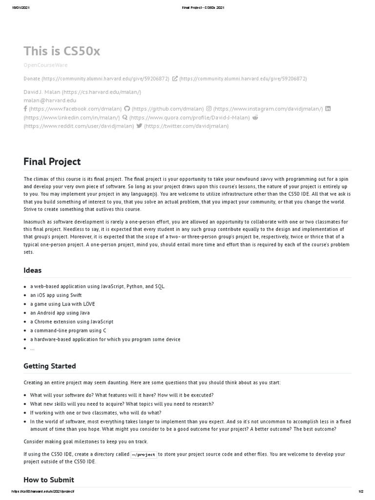 Final Project - CS50x 2021 | PDF | Computing | Computer Engineering