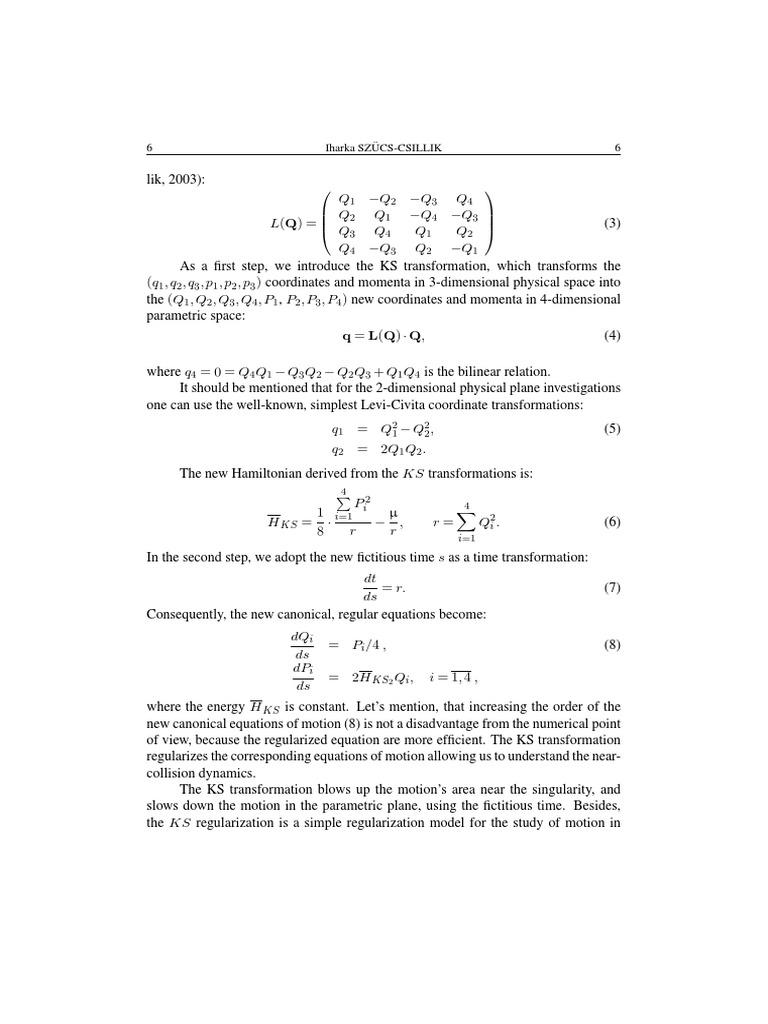 Overview Regularization Pag 6-10 | PDF | Hamiltonian Mechanics | Physics