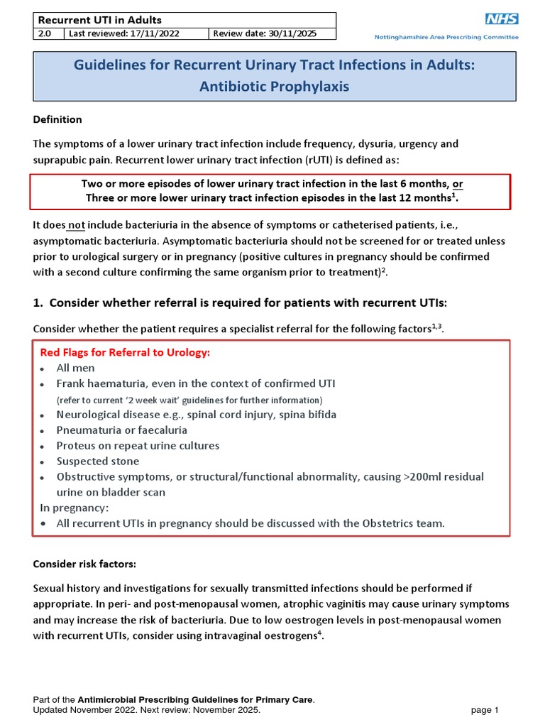 Uti Prophylaxis PDF Urinary Tract Infection Diseases And Disorders