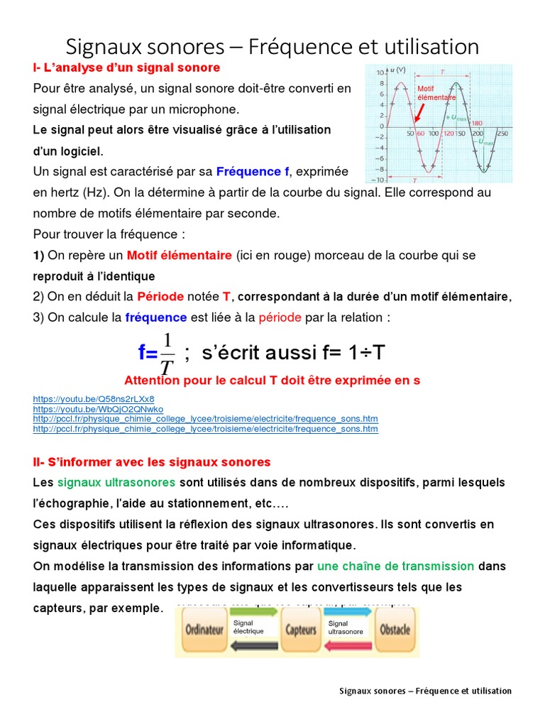 Cours Signaux Sonores-Frequence Et Utilisation | PDF | Fréquence | Son