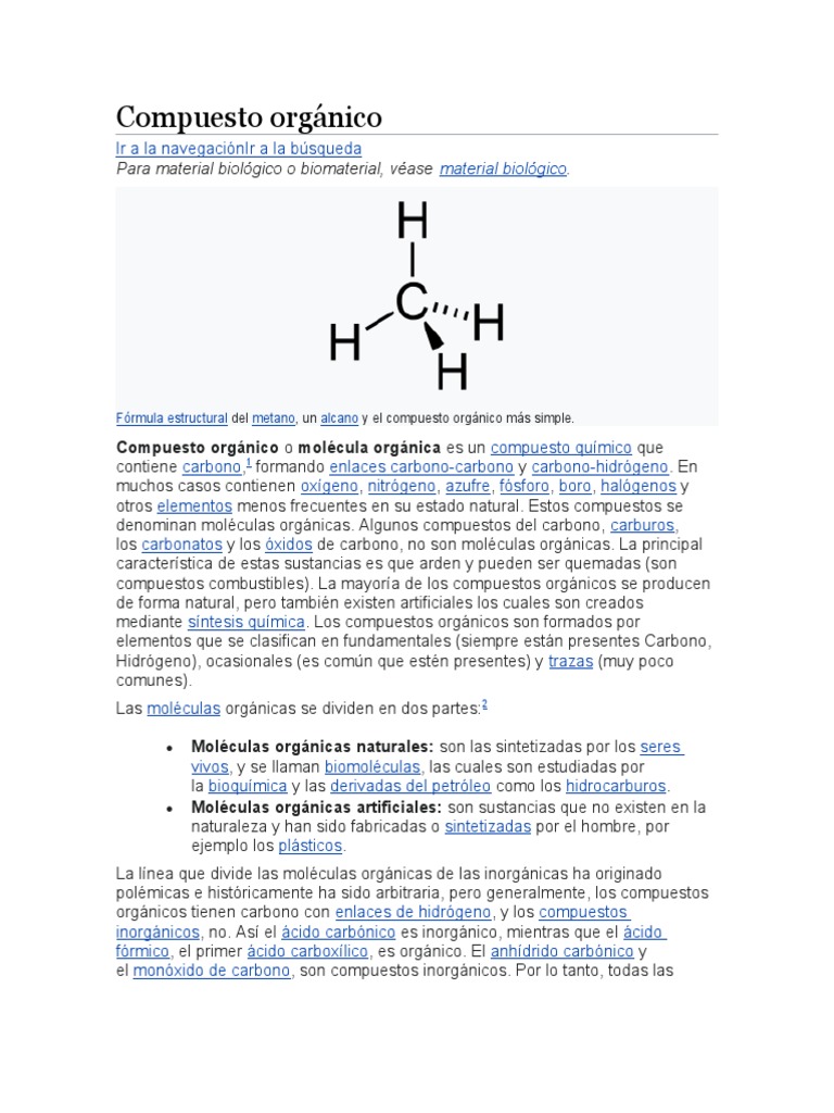 Compuesto Orgánico PDF Compuestos orgánicos Química Orgánica