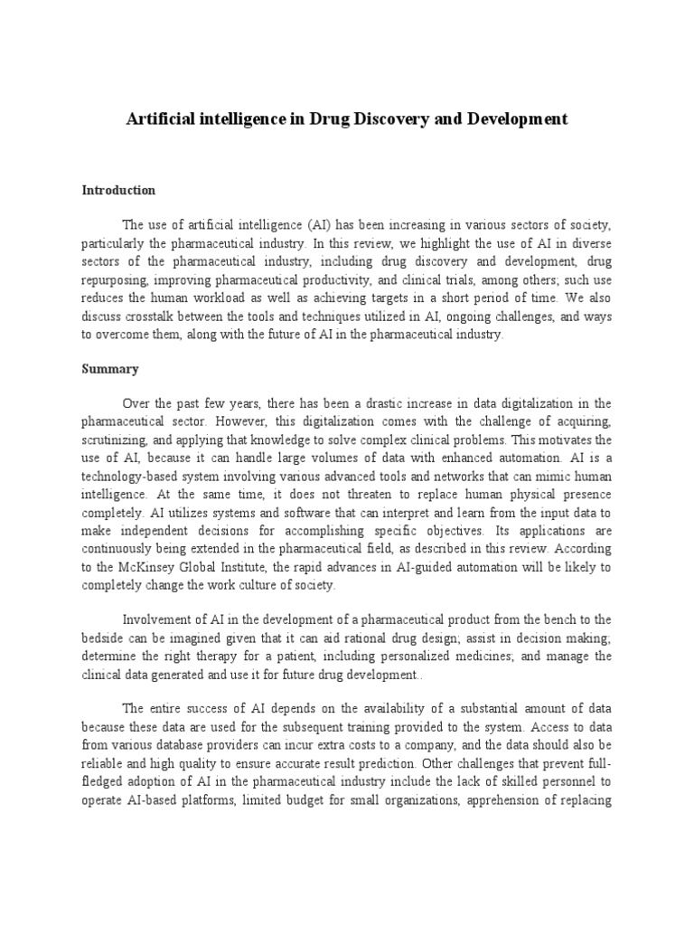 Artificial Intelligence in Drug Discovery and Development | PDF ...