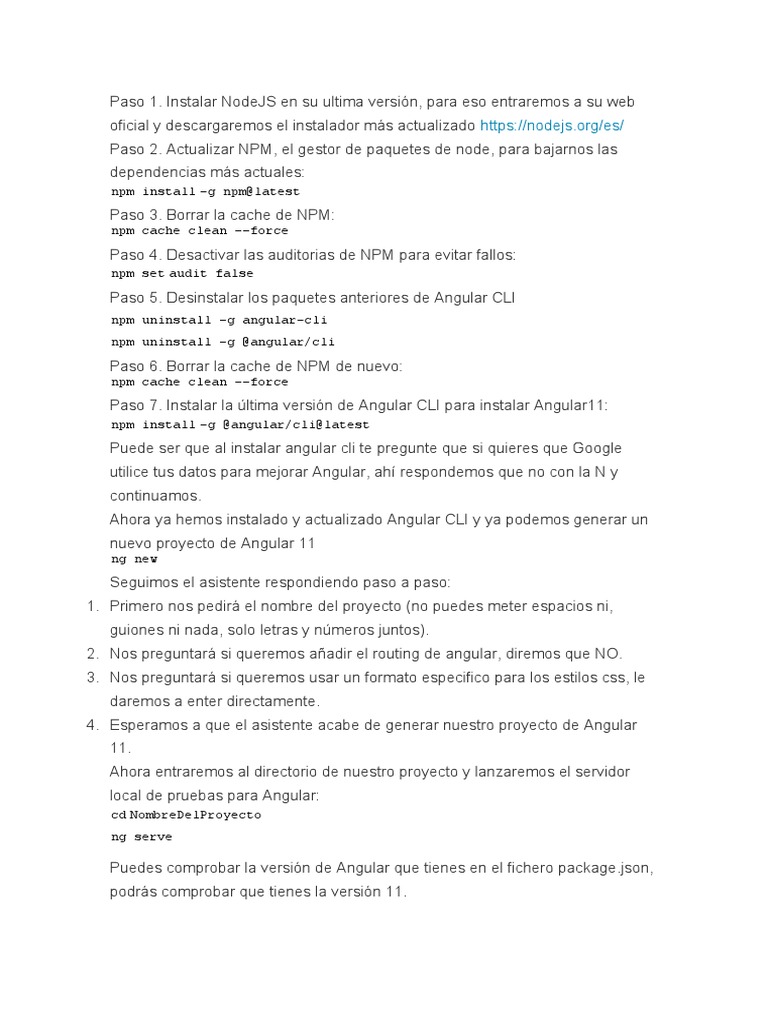 Gu a completa para actualizar a angular 11 instalar angular cli y