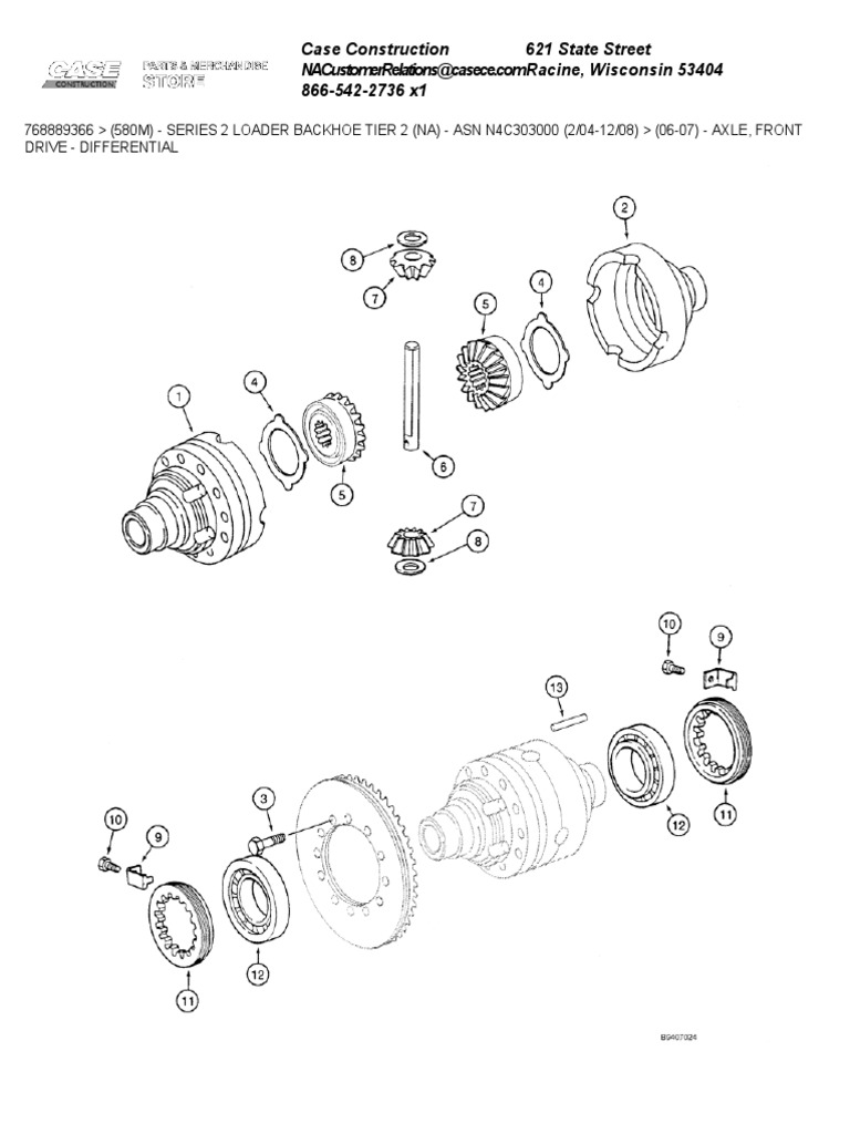 Case Construction Loader Backhoe Parts List | PDF | Axle | Manufactured ...