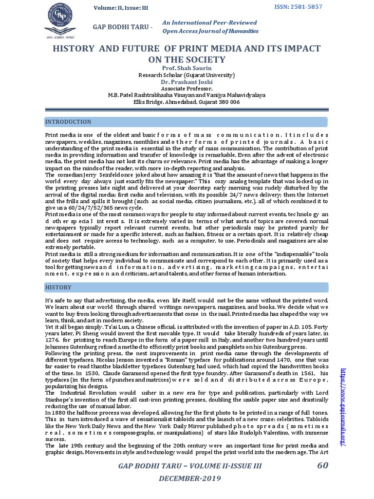 History and Impact of Print Media | PDF | Newspapers | Mass Media