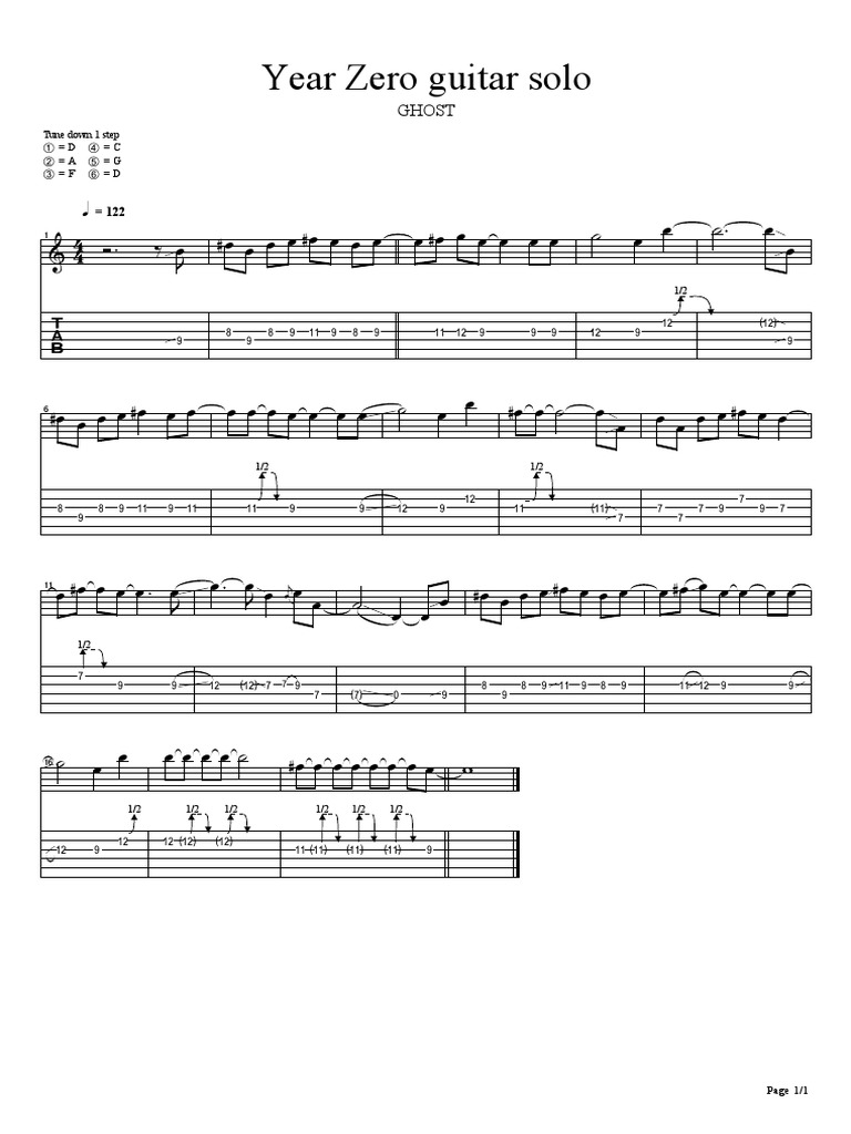 Year Zero Guitar Solo Tab | PDF | Guitar Family Instruments | Guitars