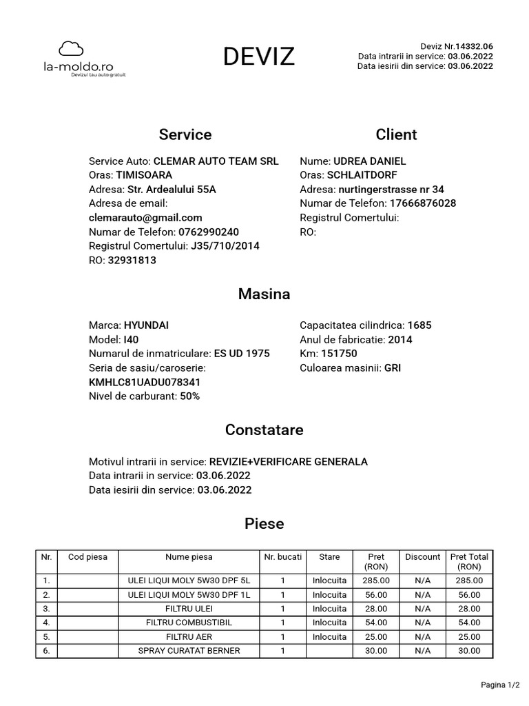 Deviz Garantie | PDF