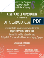Atty. Carmela C. Miranda Atty. Carmela C. Miranda: Certificate of Appreciation Certificate of Appreciation