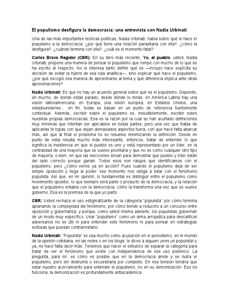 El populismo y su impacto en la democracia | PDF | Democracia ...