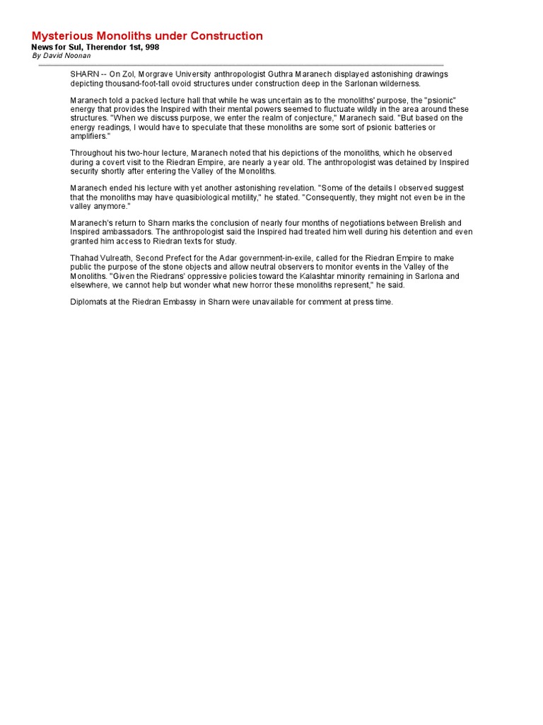 066 Sharn Inquisitive - Mysterious Riedran Monoliths Under Construction ...