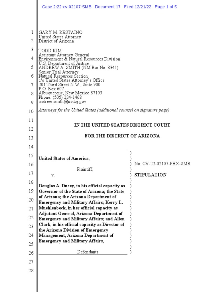 Arizona Shipping Container Stipulation | PDF | Justice | Crime & Violence