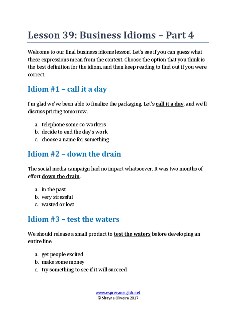 Lesson+39+ +Business+Idioms+Part+4 | PDF