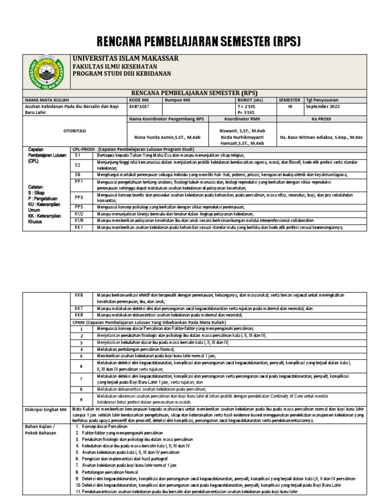 Rencana Pembelajaran Semester | PDF | Pengembangan Diri