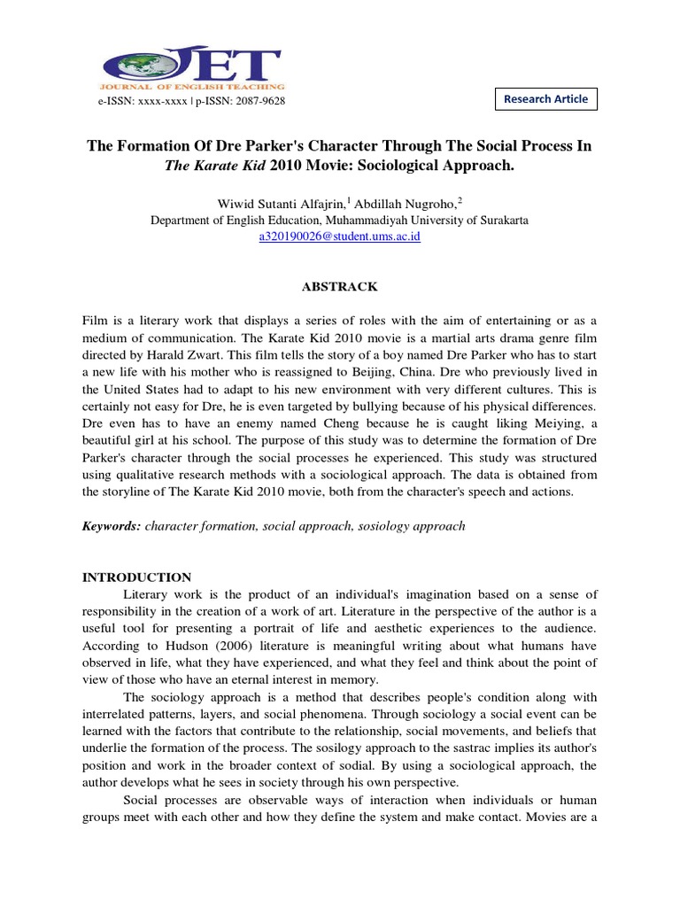 The Formation of Dre Parker&rsquo;s Character Through The Social Process