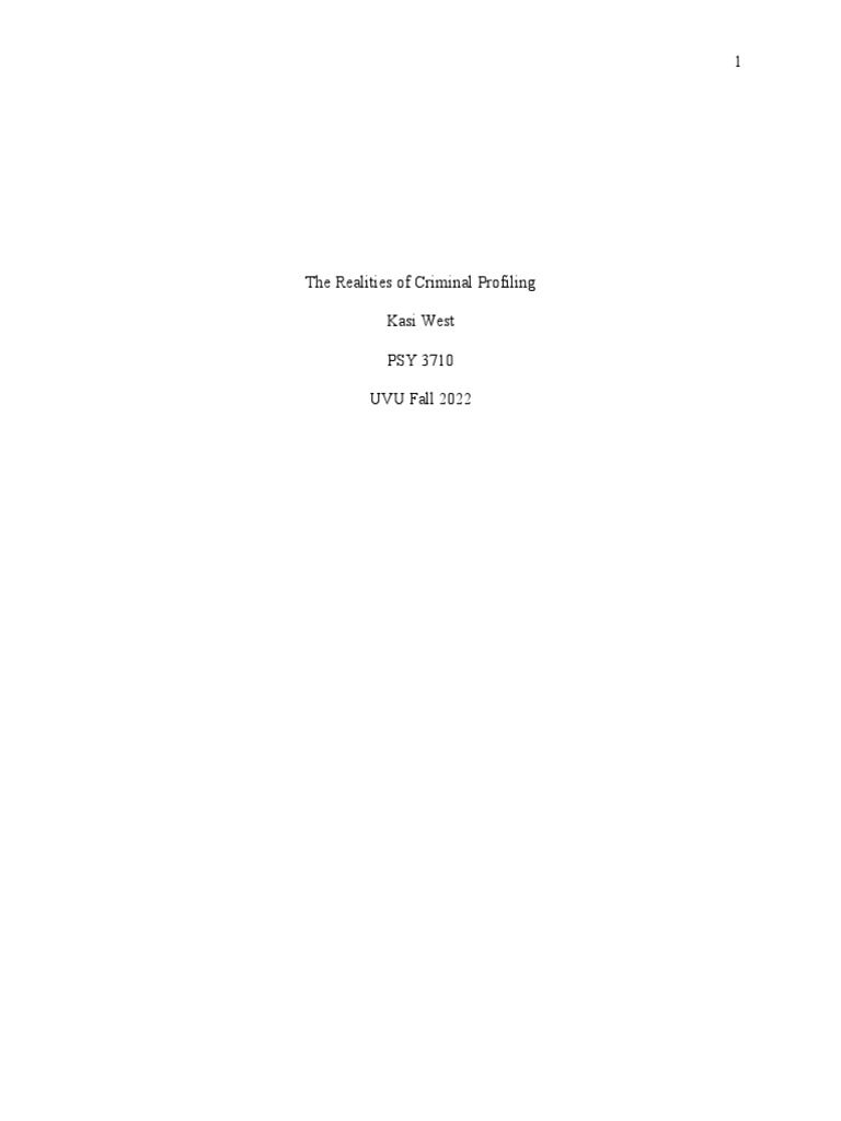 Understanding Criminal Profiling Methods | PDF | Offender Profiling ...