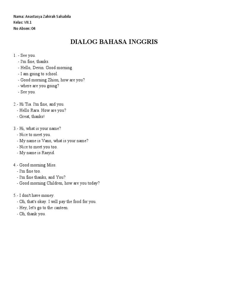 Dialog Bahasa Inggris | PDF