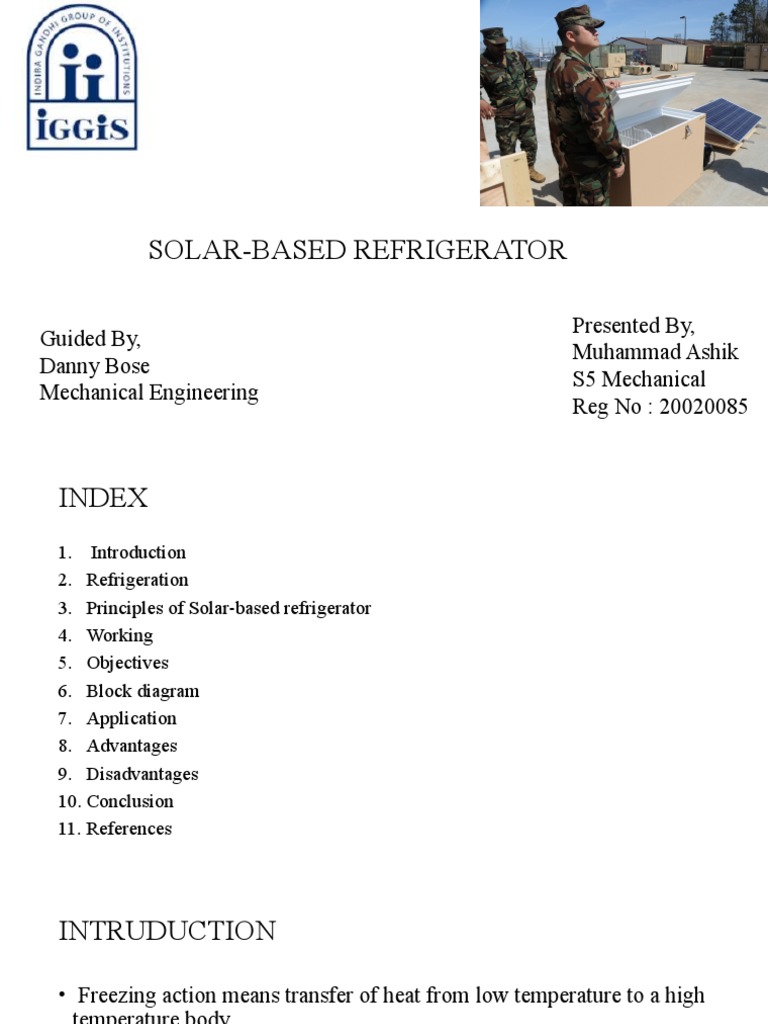 Solar Based Refrigerator Pdf Refrigerator Refrigeration