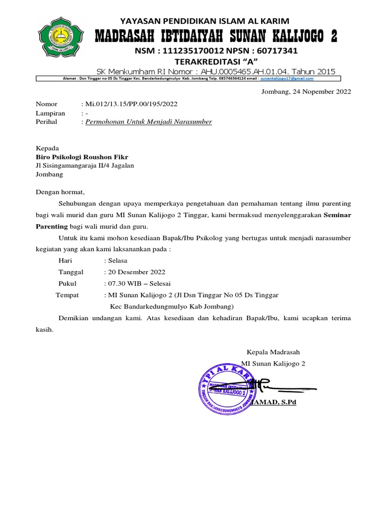 Surat Permohonan Narasumber | PDF