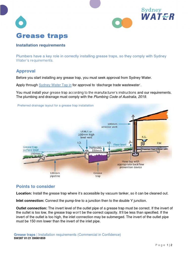 Grease Traps Installation Requirements PDF Plumbing Equipment