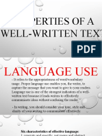 Properties of Well-Written Text